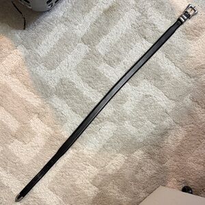 Western Style Black Leather Belt with Silver Buckle